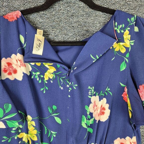 Eliza J Navy Blue Floral Flutter Sleeve Dress with Pockets Womens Size 8 - Picture 6 of 11